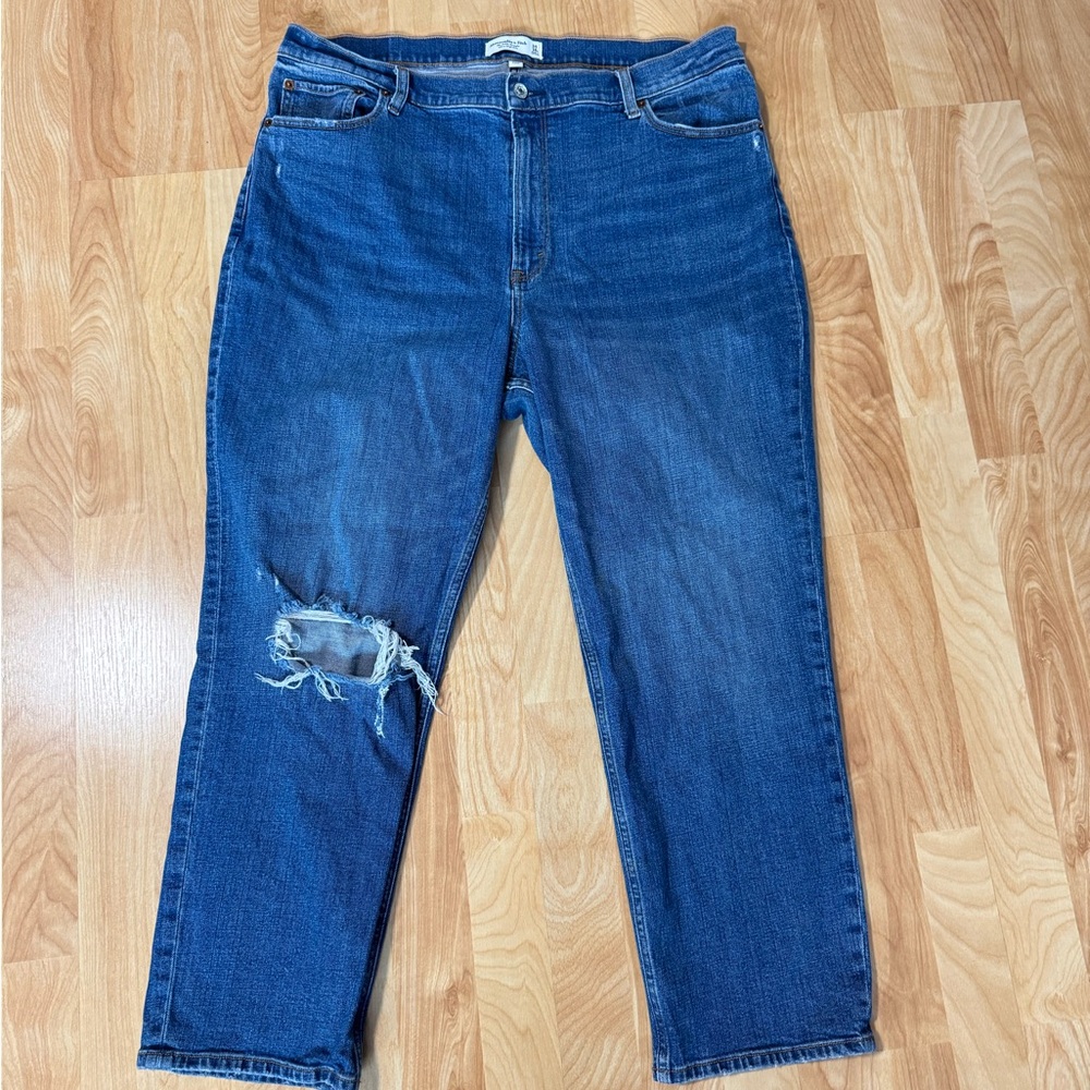 Abercrombie High Rise Straight Distressed Women's Jeans